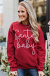"Santa Baby" Graphic Pullover- Holiday Red