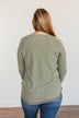 Fall Nights Long Sleeve Notch Top- Olive
