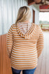 A Sure Thing Striped Tunic Hoodie- Dark Mustard & Ivory