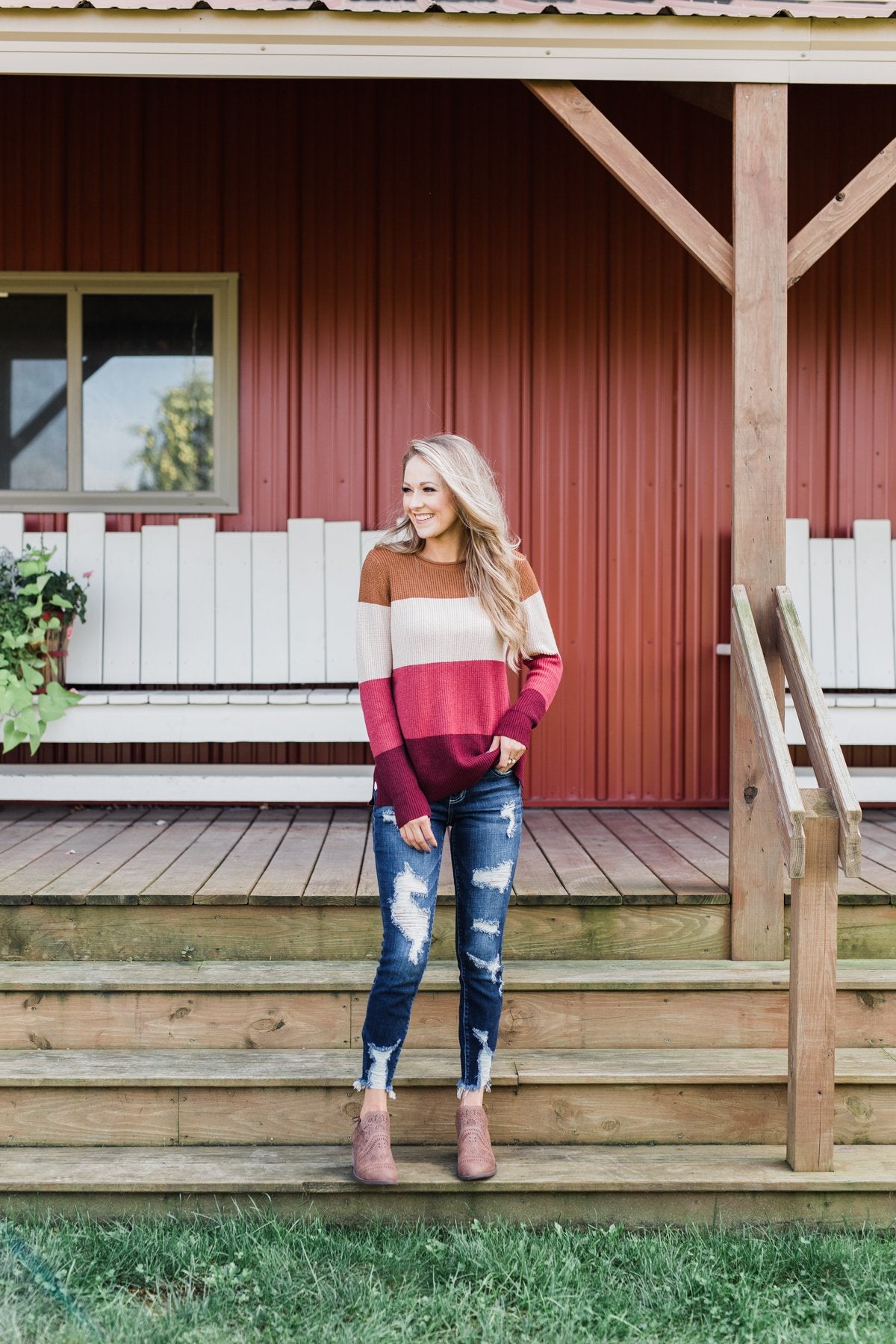 Say You Love Me Knit Sweater- Camel & Burgundy