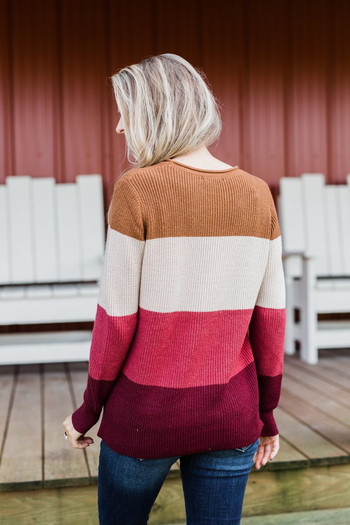 Say You Love Me Knit Sweater- Camel & Burgundy