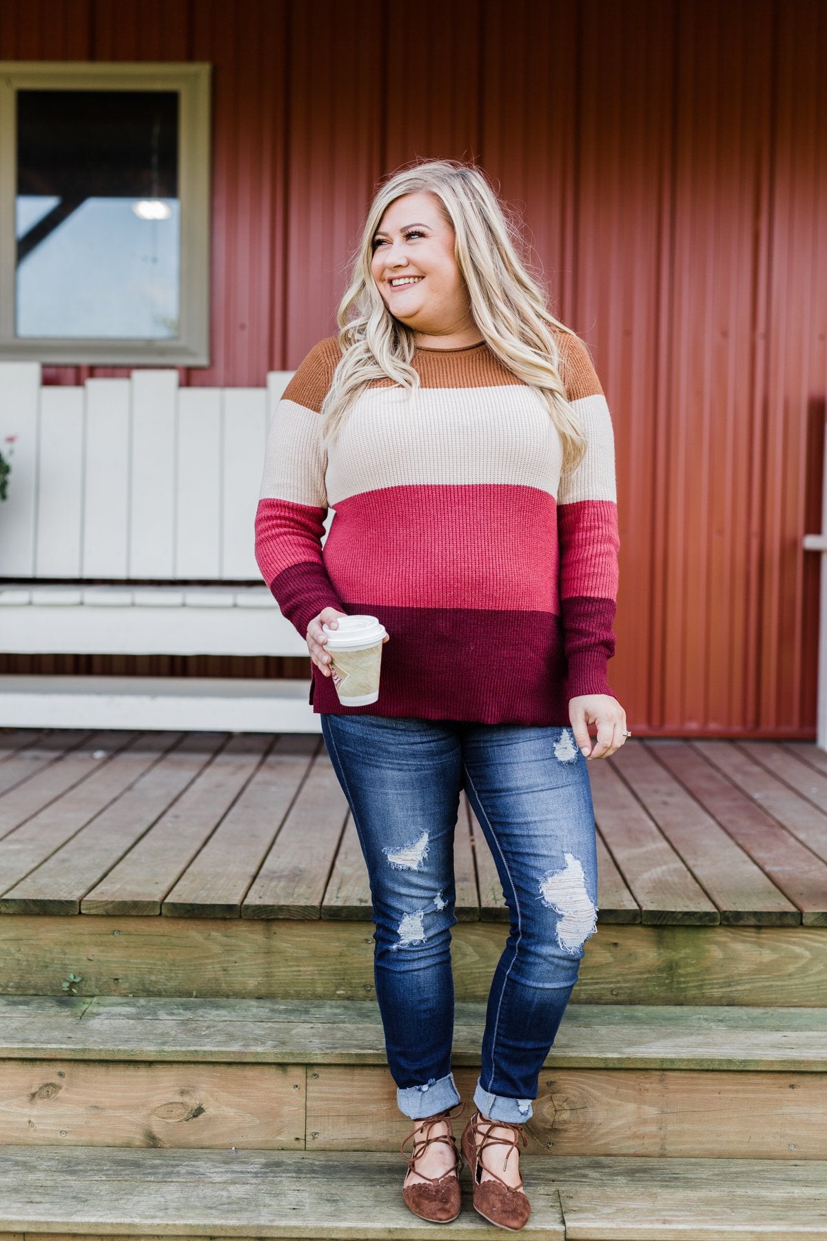 Say You Love Me Knit Sweater- Camel & Burgundy