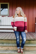 Say You Love Me Knit Sweater- Camel & Burgundy