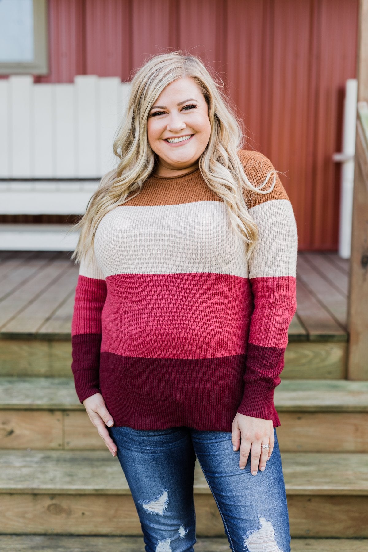 Say You Love Me Knit Sweater- Camel & Burgundy
