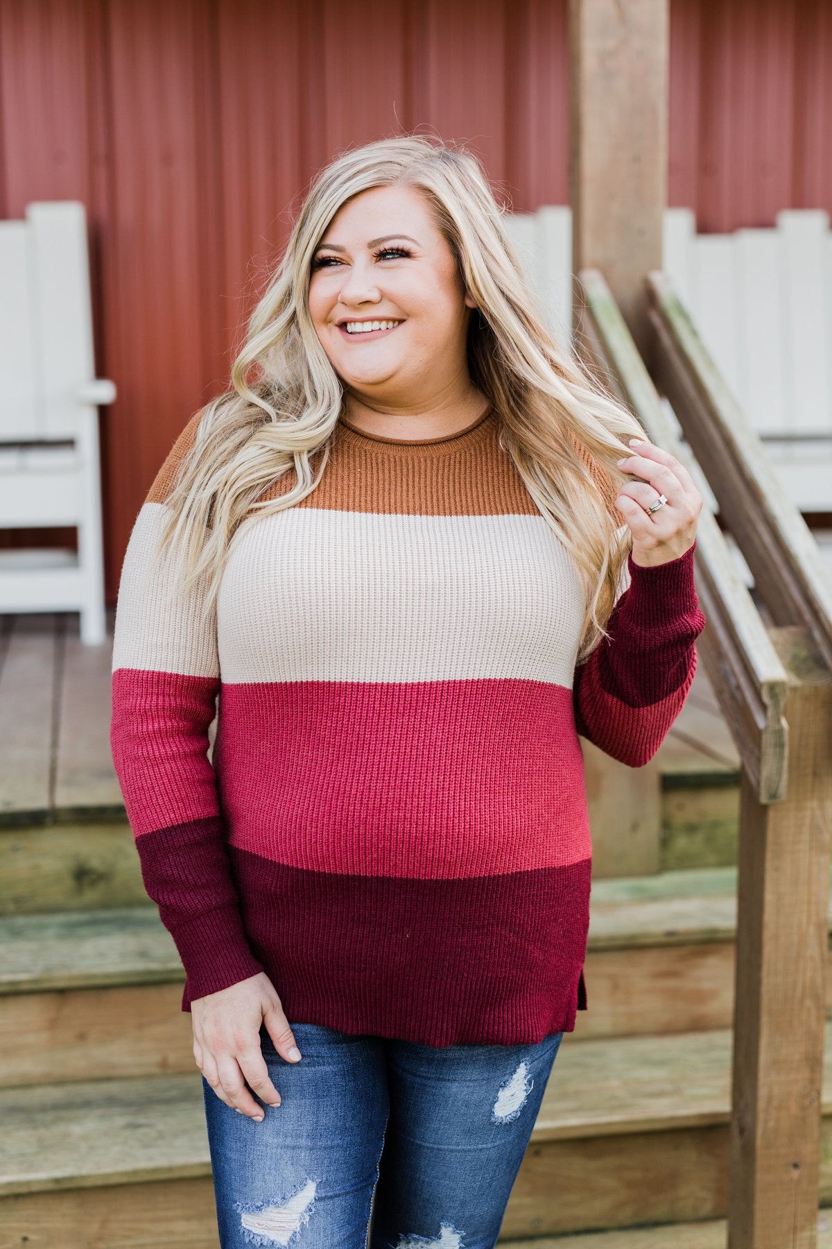 Say You Love Me Knit Sweater- Camel & Burgundy