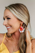 Ruffle Flare Dangle Earrings- White & Coral