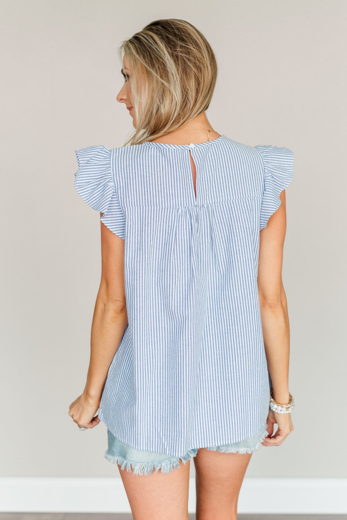 Live Simply Striped Blouse- Navy & Off-White