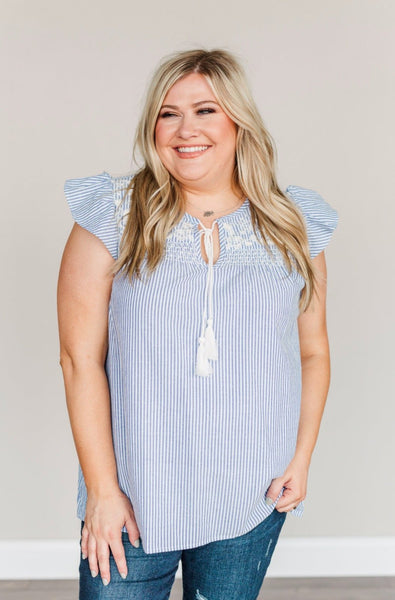 Live Simply Striped Blouse- Navy & Off-White – The Pulse Boutique