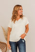 Light Up My Heart V-Neck Top- Ivory