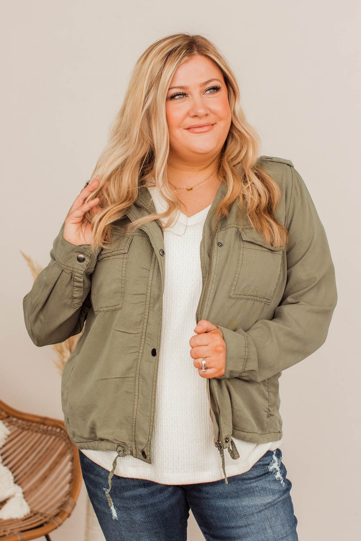 Aspire To Be Authentic Lightweight Jacket- Olive