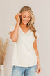 Light Up My Heart V-Neck Top- Ivory