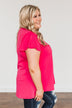Strive For Excellence Notch Top- Fuchsia