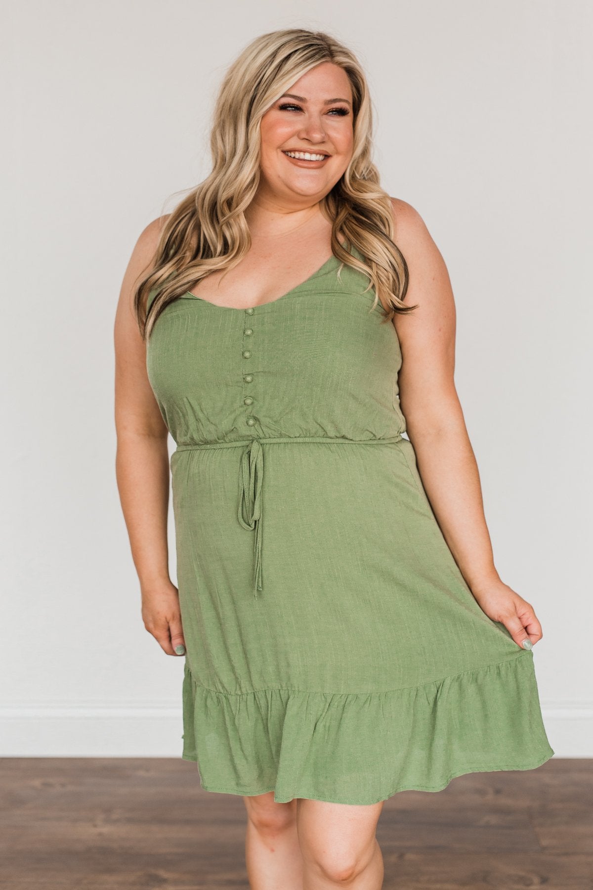 Eternal Love Ruffled Dress- Light Olive