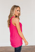 Waiting For Sunshine Waffle Knit Tank Top- Hot Pink