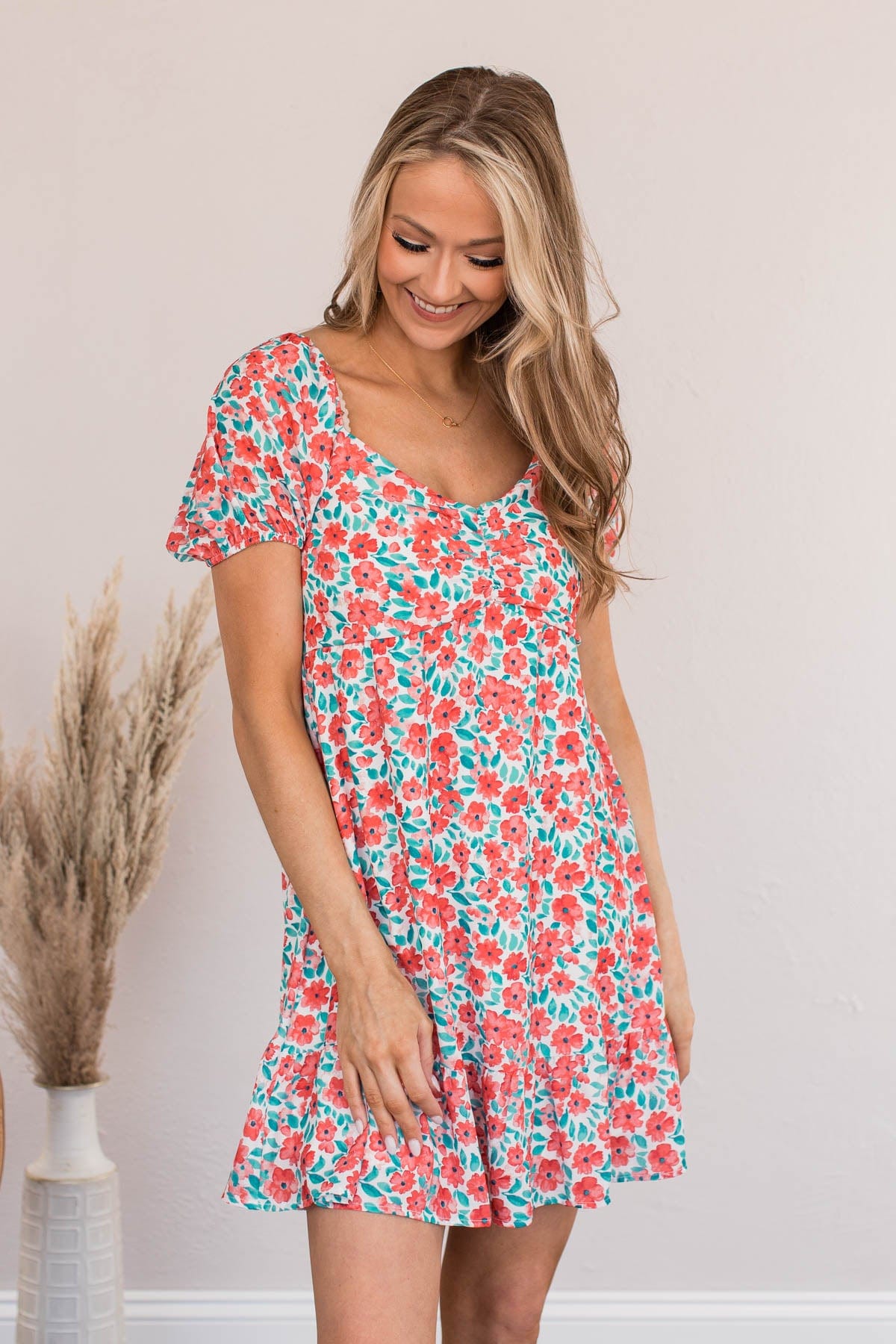 Sway With The Wind Mini Dress- Coral – The Pulse Boutique