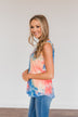 Live Colorfully Tie Dye Tank Top- Coral Multi-Color