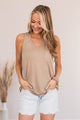 Can't Keep My Volume Down Tank Top- Taupe