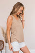 Can't Keep My Volume Down Tank Top- Taupe