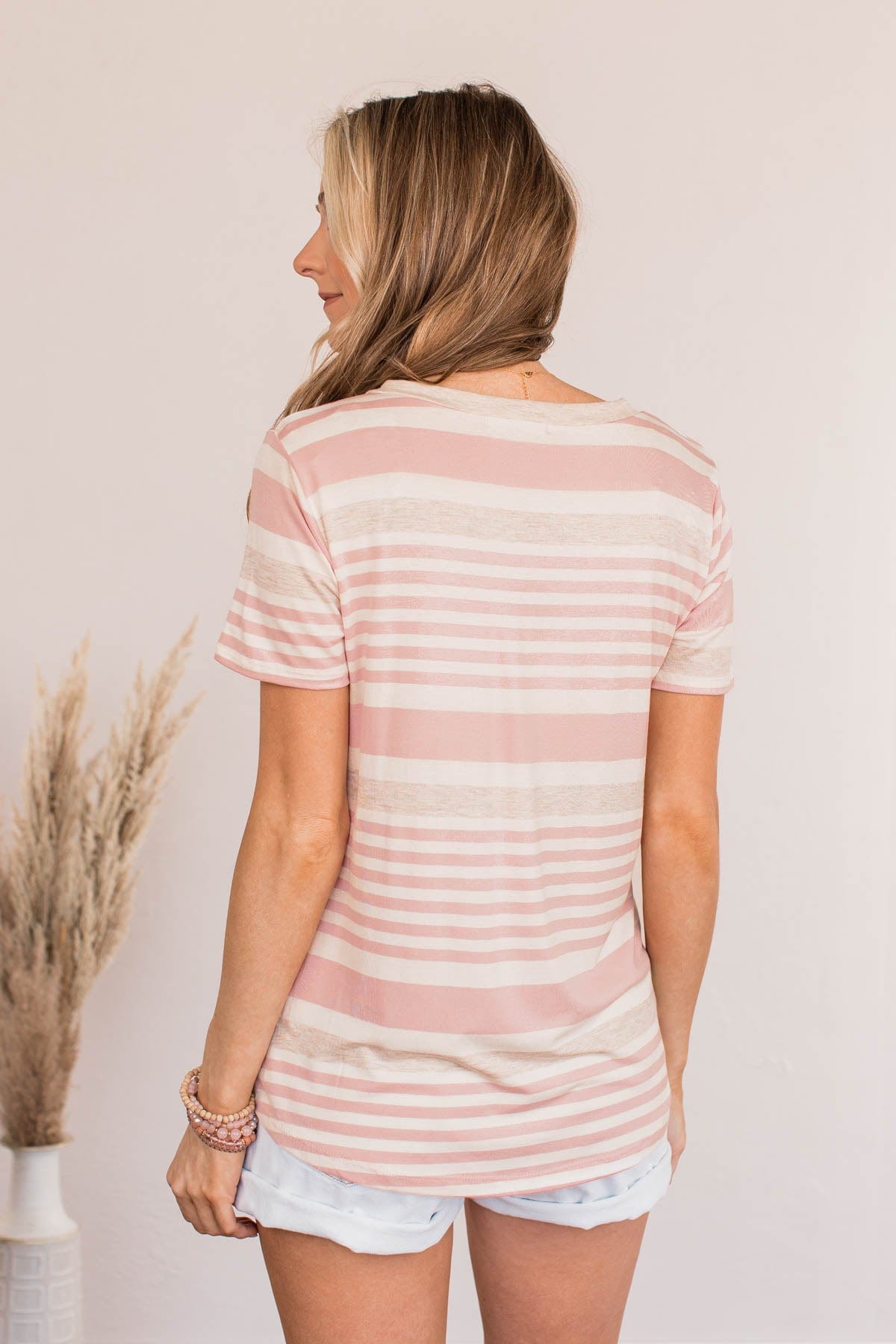 Meant For You Striped Top- Blush