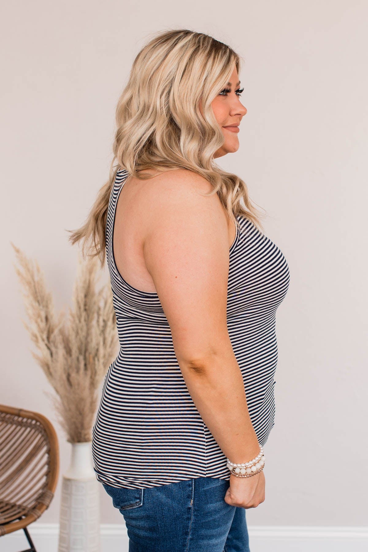 Tried And True Striped Tank- Navy
