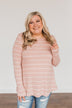 Feelin' A Little Lucky Striped Knit Top- Mauve Pink