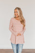 Feelin' A Little Lucky Striped Knit Top- Mauve Pink