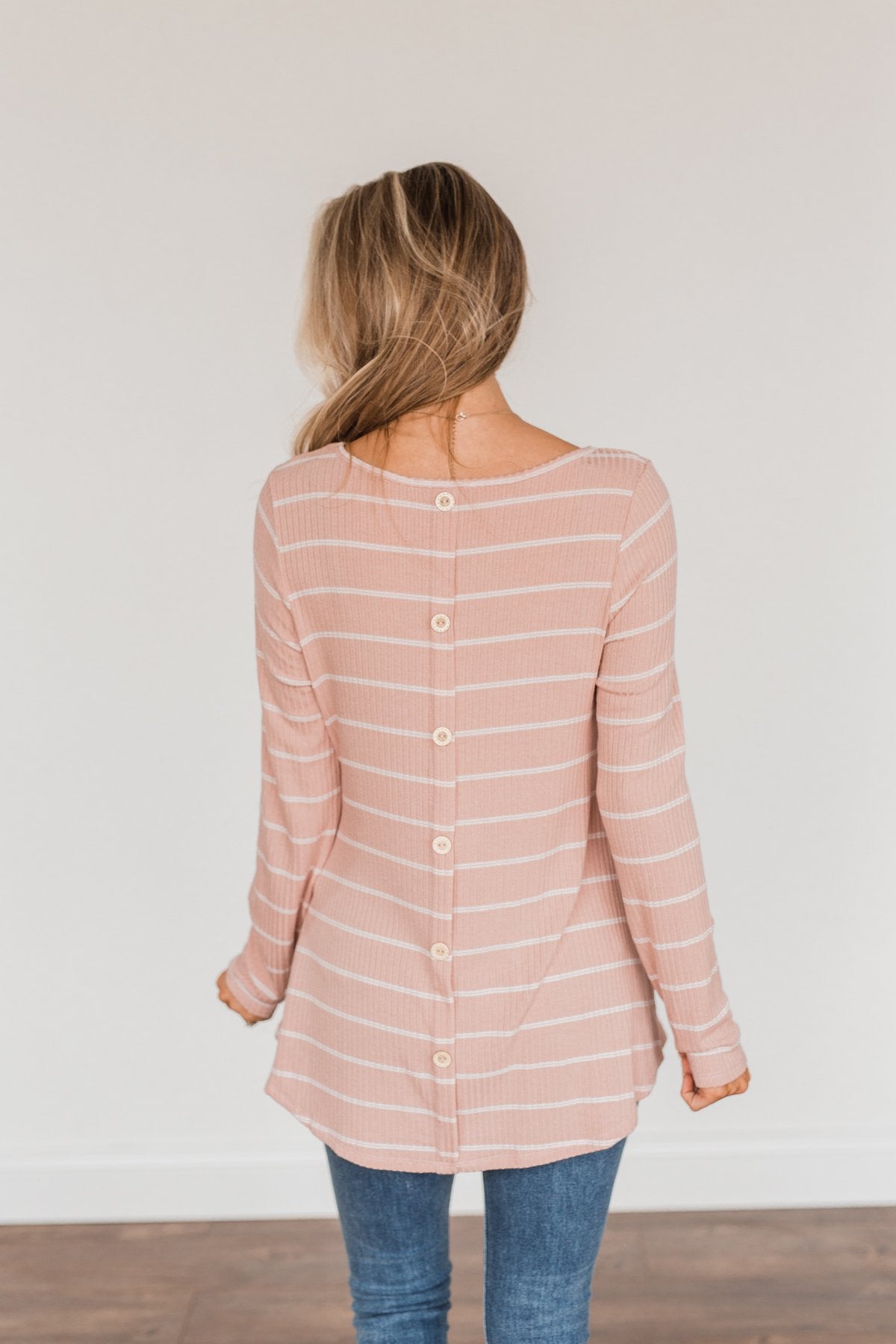 Feelin' A Little Lucky Striped Knit Top- Mauve Pink