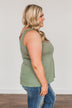 Feeling Great Criss-Cross Tank Top- Olive