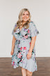 You're My Treasure Floral Wrap Dress- Grey