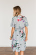 You're My Treasure Floral Wrap Dress- Grey