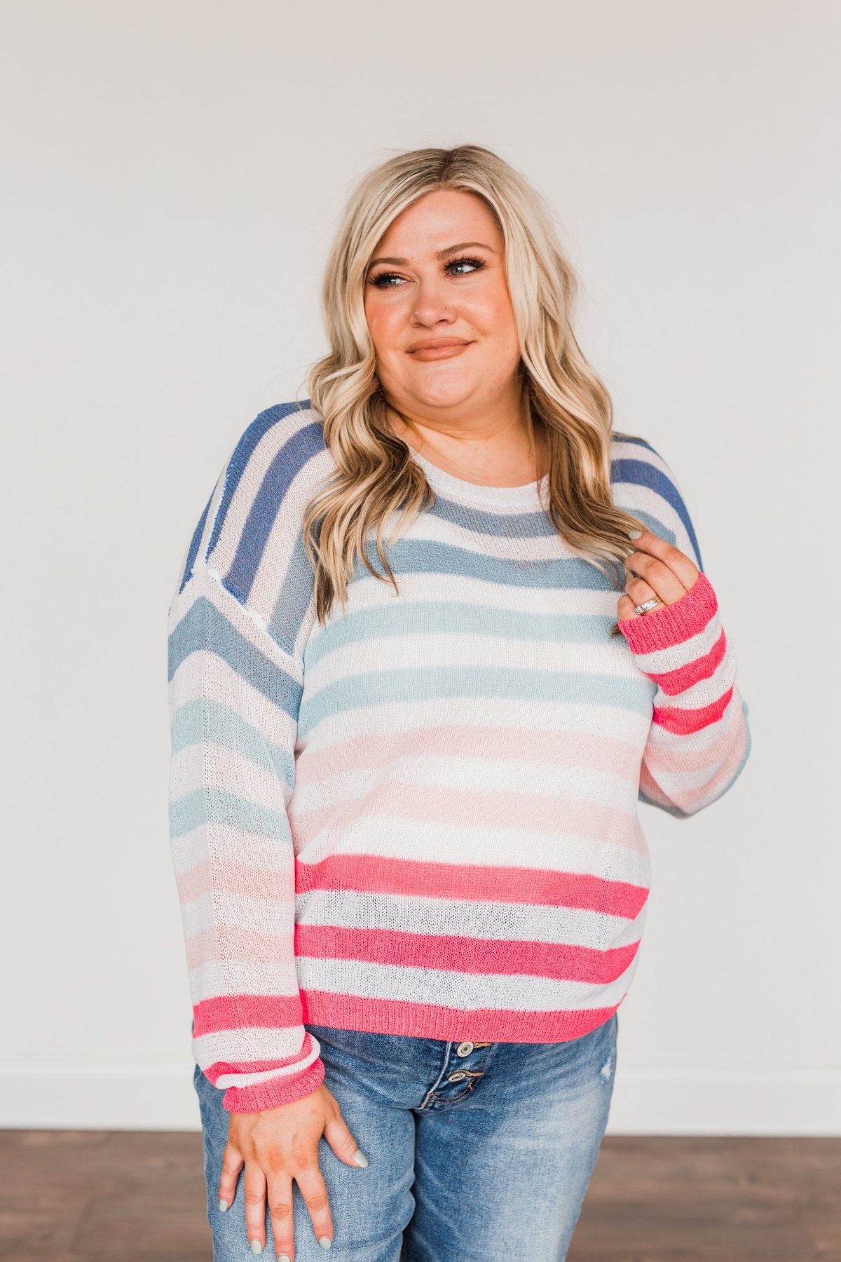 Blessed Days Striped Knit Top- Shades of Pink & Blue