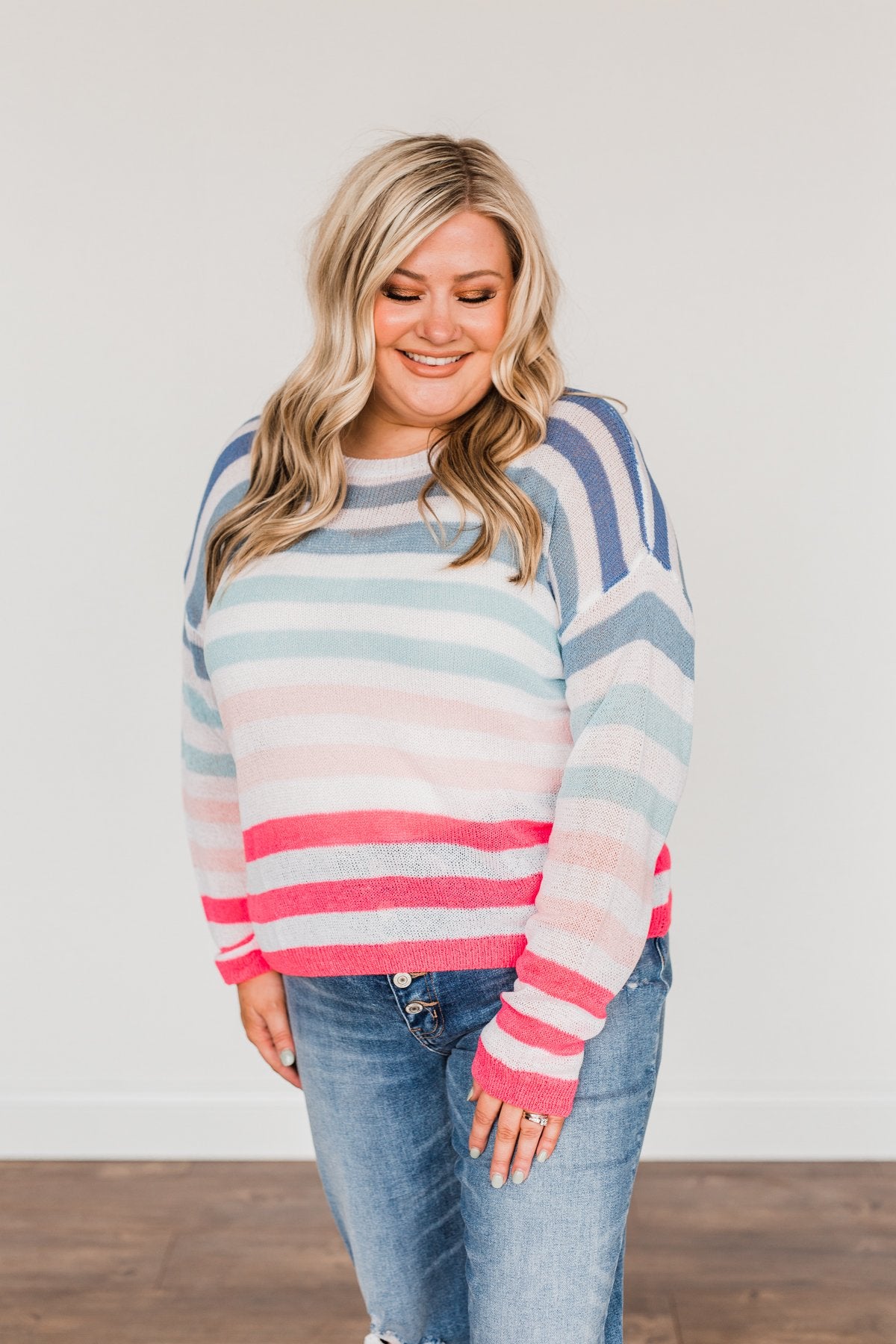 Blessed Days Striped Knit Top- Shades of Pink & Blue