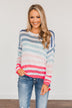 Blessed Days Striped Knit Top- Shades of Pink & Blue