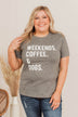 "Weekends. Coffee. & Dogs." Graphic Tee- Charcoal