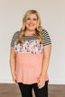 Always Alluring Color Block Top- Soft Coral, Ivory, & Black