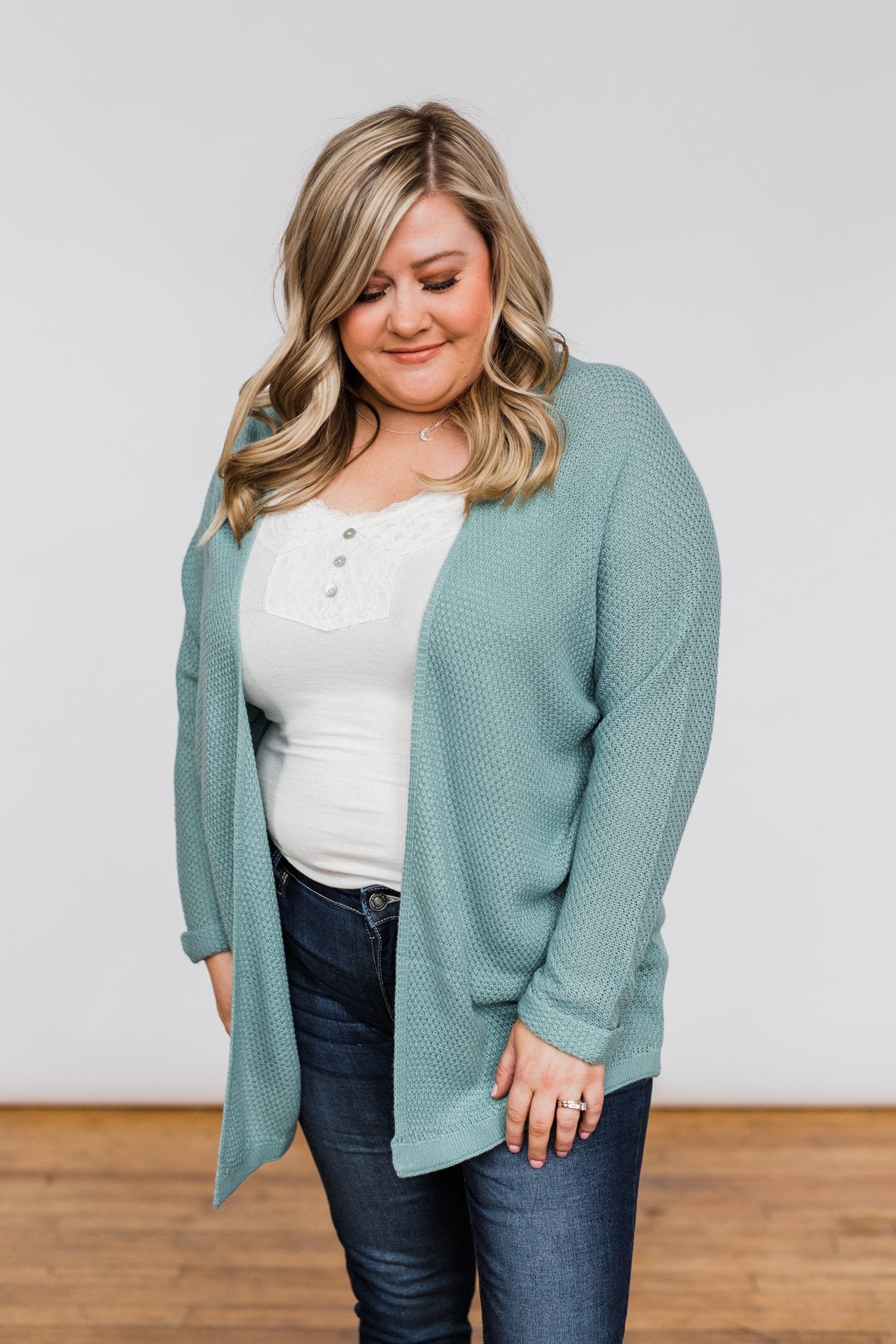 Sweet Serenity Knitted Cardigan- Slate Blue