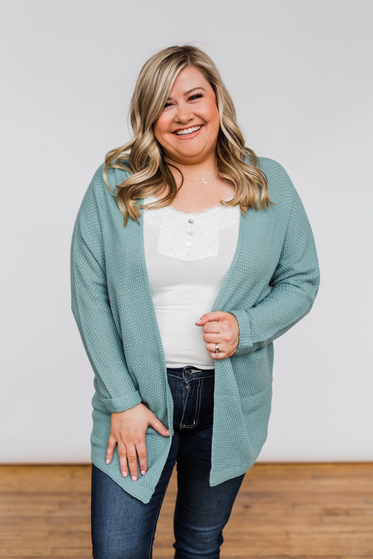 Sweet Serenity Knitted Cardigan- Slate Blue