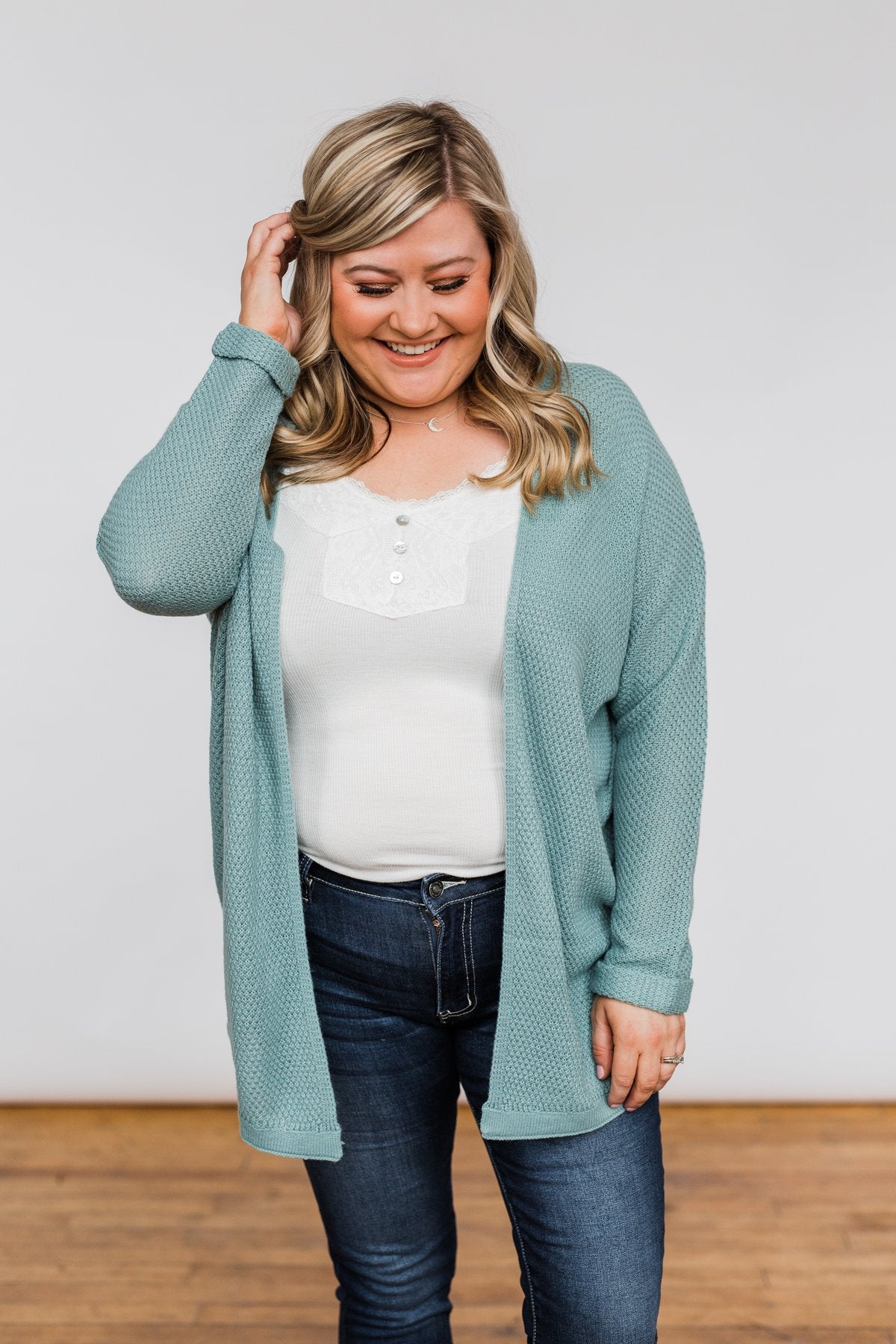 Sweet Serenity Knitted Cardigan- Slate Blue