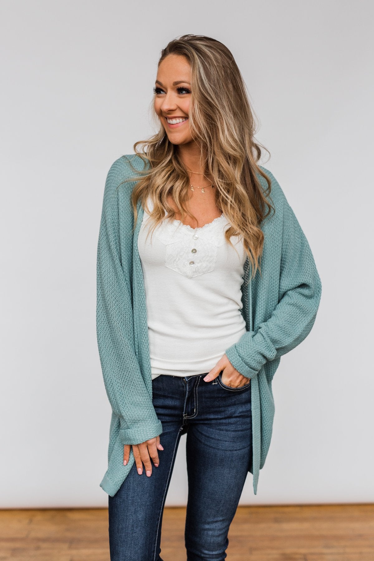 Sweet Serenity Knitted Cardigan- Slate Blue