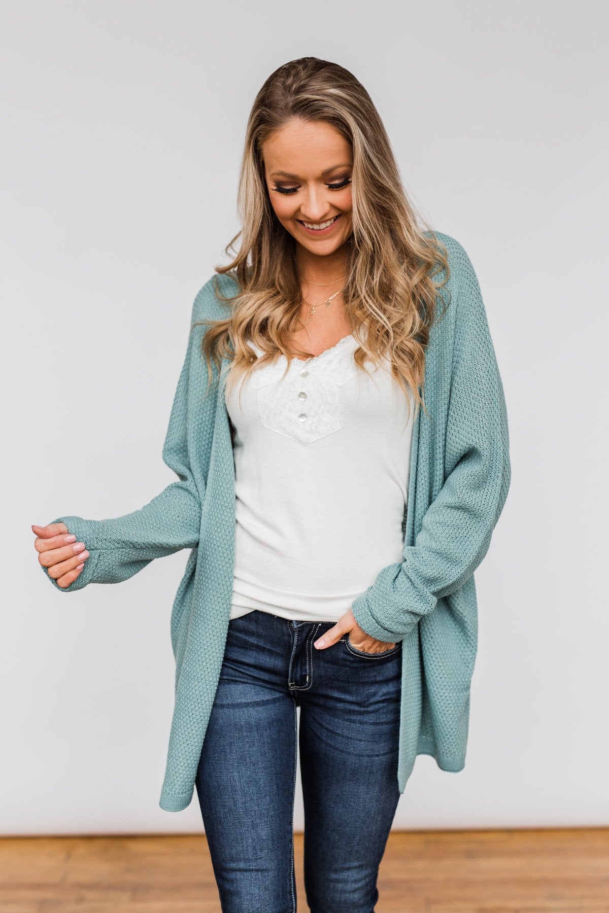 Sweet Serenity Knitted Cardigan- Slate Blue