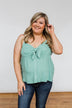 Better Than I Was Bow Tie Tank Top- Dusty Sage