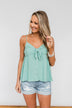 Better Than I Was Bow Tie Tank Top- Dusty Sage
