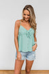 Better Than I Was Bow Tie Tank Top- Dusty Sage