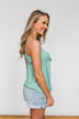 Better Than I Was Bow Tie Tank Top- Dusty Sage