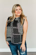 Hopelessly In Love Printed Ruffle Top- Black