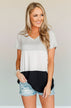 Over The Horizon Color Block Top- Grey, Ivory & Black