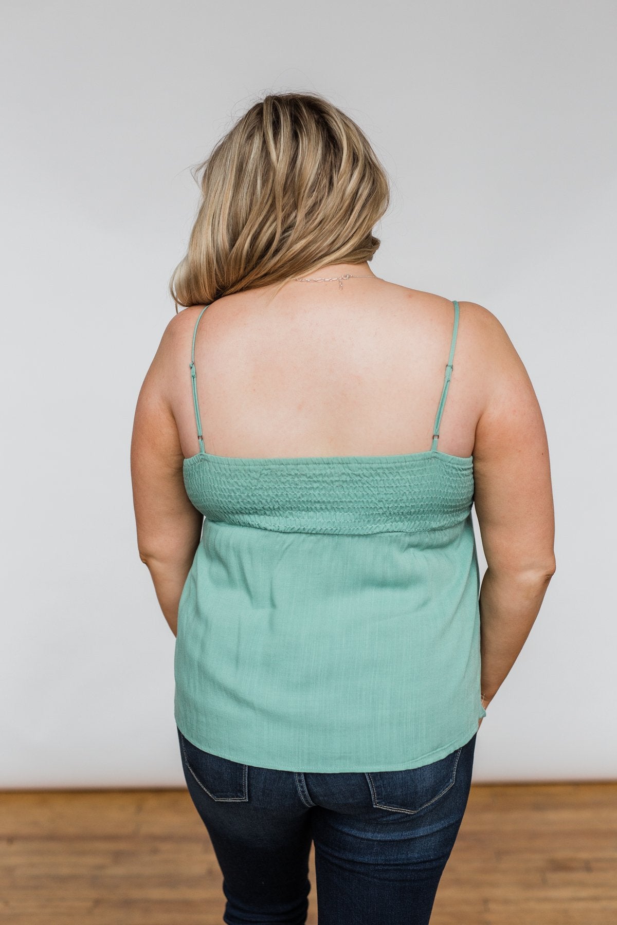 Better Than I Was Bow Tie Tank Top- Dusty Sage