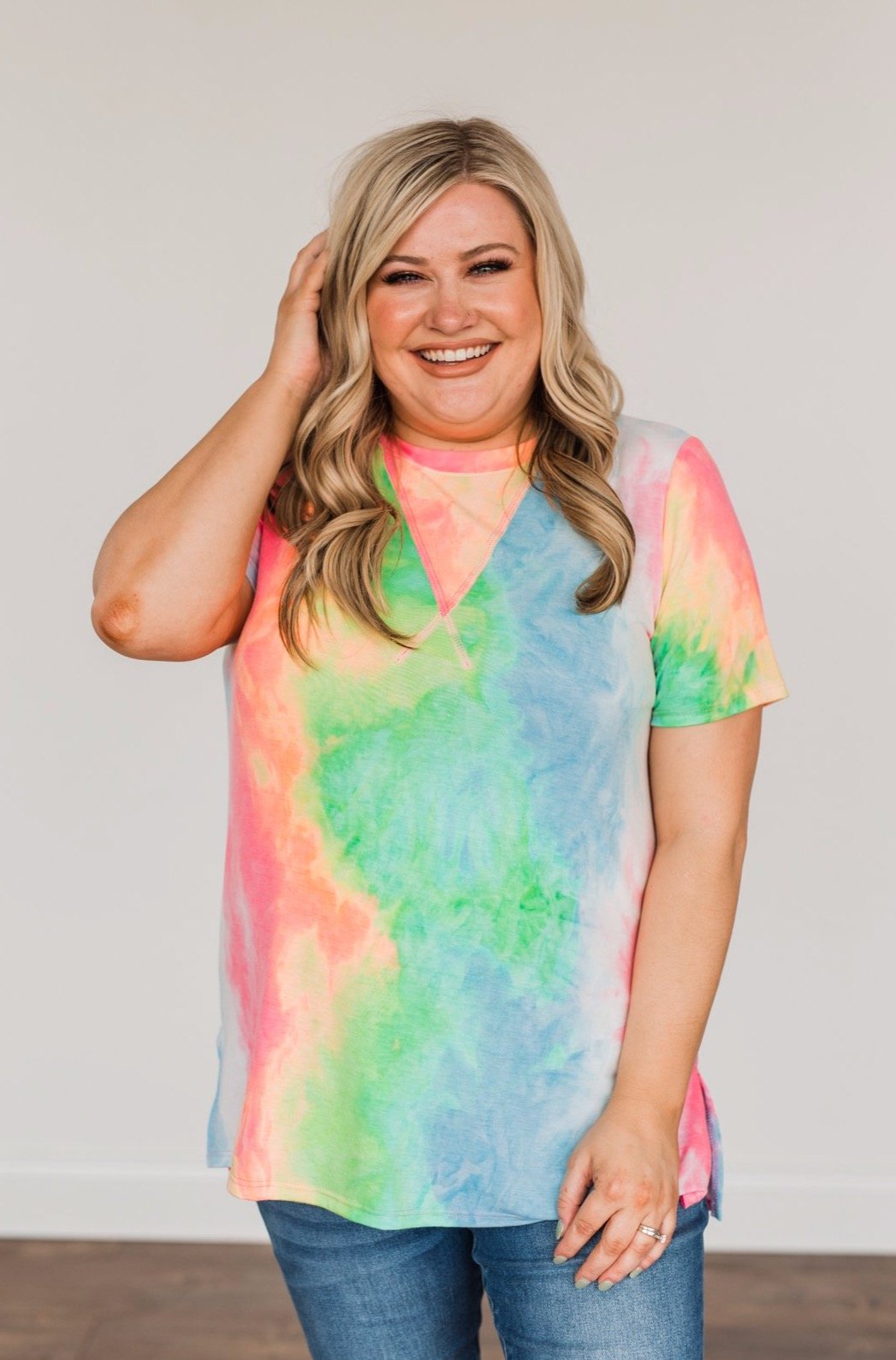 Full Of Life Tie Dye Top- Neon Multi-Color
