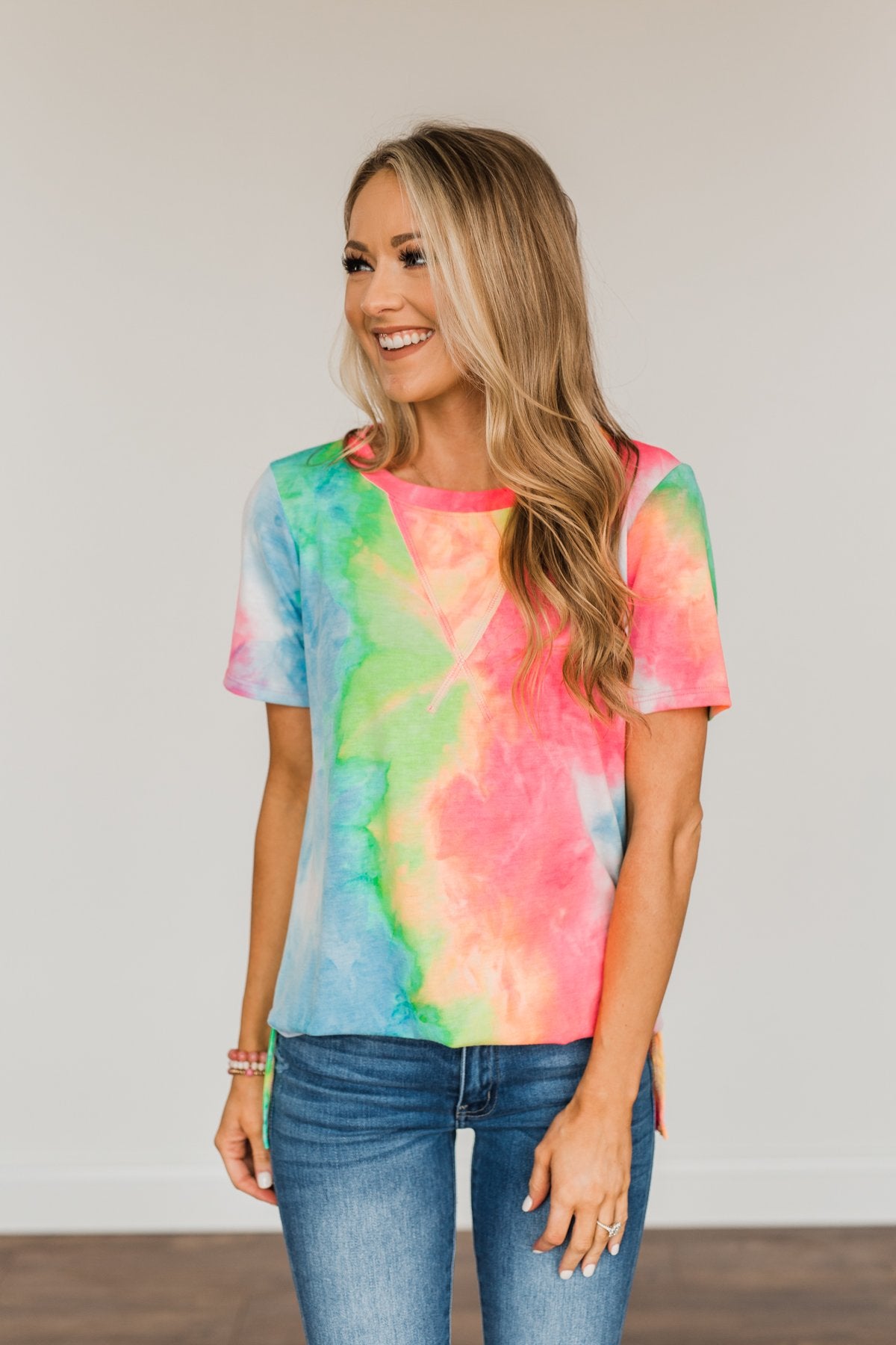 Full Of Life Tie Dye Top- Neon Multi-Color