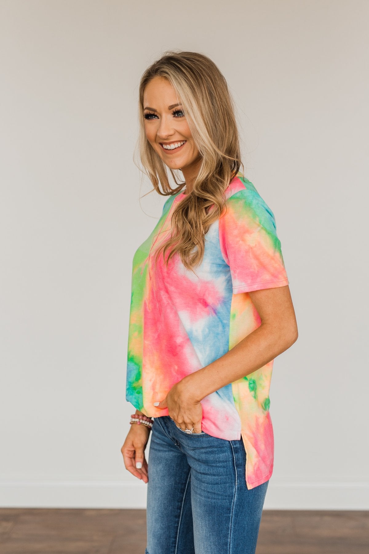 Full Of Life Tie Dye Top- Neon Multi-Color